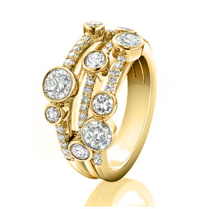 Anello da donna bicolore con design geometrico a linee e punti vuoti - Product Image 2