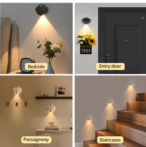 Shell Decoration LED Wall Lamp <strong>Motion</strong> <strong>Sensor</strong> 3 Color Night Light Rechargeable Spotlight Bedroom Room Decor Magnetic Nightlight - Product Image 4