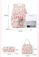 Nouveau sac à dos ultra-léger et résistant à l'usure, réduisant la charge, pour étudiantes, motif fraise mignon en velours côtelé, en polyester