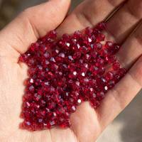 Strass à coudre en époxy bicones facettés rouge rubis 4 mm, perles à 2 pointes pour broderie machine, production rapide pour vêtements
