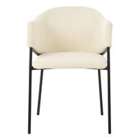 Fauteuil de salle à manger contemporain en tissu rembourré beige, design populaire, respectueux de l'environnement, avec pieds en métal