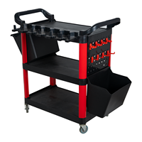 Haute qualité multi-fonction réparation automatique 3 étagères de stockage main pousser en plastique outil chariot nettoyage voiture détaillant chariot roulant chariot
