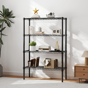 3.78 "D x 35.43" W x 54.02 "H đơn vị Kệ đen nặng có thể điều chỉnh lưu trữ 4 giá dây thép - Product Image 1