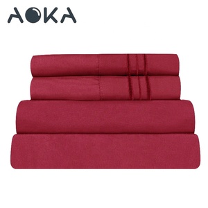 Aoka Nhà máy cung cấp tùy chỉnh kích thước Vua Microfibre <span class=keywords><strong>Polyester</strong></span> bedsheet thêu bộ đồ giường đặt sang trọng gối tấm bộ - Product Image 6