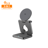 .2 Pengisi Daya Nirkabel Magnetik 3-in-1 untuk Pengisian Cepat Lipat, Ponsel, Earphone, Jam Tangan, Portabel