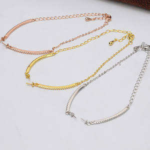 Bracelet fantaisie en argent S925 semi-fini avec zircon pour bijoux en perles DIY, accessoires et composants de mode personnalisés - Product Image 1