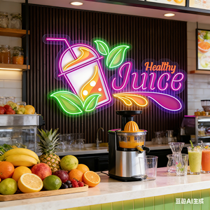 Custom Multicolor Catering LED <b>Neon</b> Sign for Cafe Restaurant Advertising & Companies Decor with Breakfast/Juice/Burger Design - Product Image 4