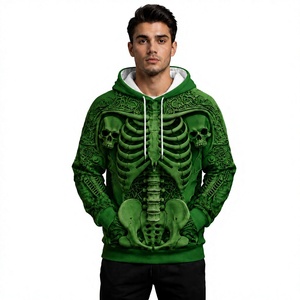 Sweat à capuche personnalisé en polyester premium avec sublimation 3D squelette, style streetwear gothique, pour hommes et femmes - Product Image 1