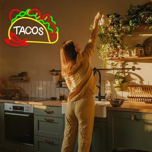 Enseigne néon « Tacos » – Décoration murale colorée à LED pour restaurant, maison, salle de jeux, chambre à coucher – Enseigne néon « OPEN » - Product Image 6