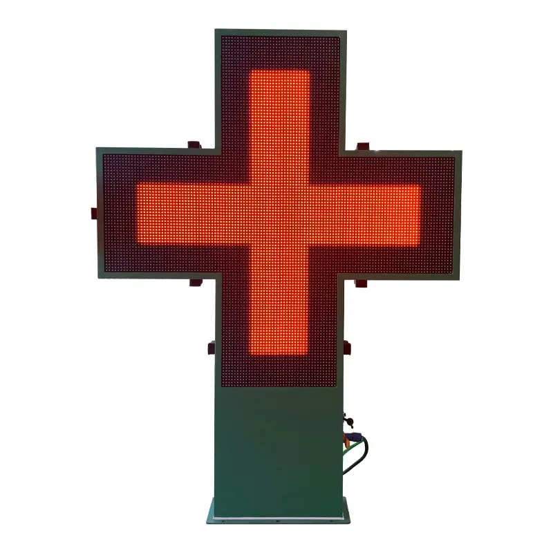 Outdoor P8 full color pharmacy cross screen Novastar control system WIFI/4G/USB LED sign board