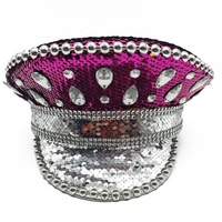 Chapeau de Capitaine à Paillettes Fait Main pour Extérieur, Défilés, Fêtes, Costumes, Festivals de Musique, Burning Man, Accessoire Punk Scintillant pour Coachella et Raves