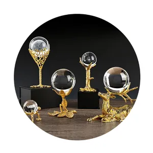 JY High Standard metal base customized 3d laser crystal ball K9 Clear Glass Balls with stand