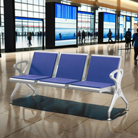 Chaise d'attente pour aéroport, banque, clinique, design moderne, mousse PU injectée, sièges 3 places en aluminium, sièges tandem pour terminal public