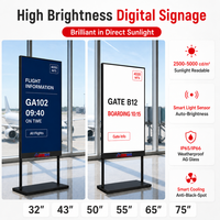 Affichage numérique sur pied pour terminal aéroportuaire, haute luminosité 2500 cd, lisible en plein soleil, 55 pouces