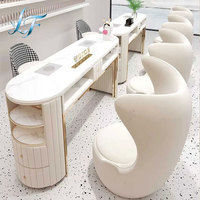 Table de manucure de luxe haut de gamme, mobilier de salon de manucure, bureau à ongles en bois avec armoire de rangement, personnalisable
