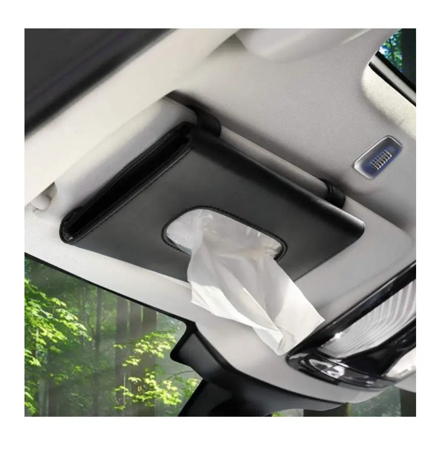 Tissue Box Holder for Car Hanging Paper Towel Clip Car Sun Visor Tissue Box Holder Car Leather Tissue Box