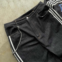Ensemble veste et jean streetwear respirant pour homme, automne, logo brodé sur le devant, coton épais, coupe ample
