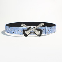 Ceintures pour hommes de créateur, ceintures de fabricants, ceintures en jean avec boucle en alliage en forme de guitare, ceintures à pression en denim, accessoires de mode quotidiens pour jeunes