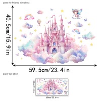 Autocollant mural 3D Château Féérique Yanxi, autocollant adhésif en PVC résistant aux UV, vernis mat, impression par transfert thermique, décoration intérieure