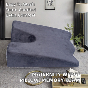 Coussin de <span class=keywords><strong>grossesse</strong></span> triangulaire premium en mousse à mémoire de forme pour soutien maternité, soulagement du dos et des jambes, avec housse amovible, pour siège auto - Product Image 2