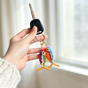 Handmade Multi-Color <b>Glass</b> Bead Fish Keychain Bag <b>Charm</b> Pendant for Women Backpack Bulk Jewelry Gift - Product Image 2