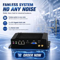 Komputer Mini Industri Intel Pentium N3520 Embedded, Dual LAN Gigabit I211, 2 Port RS232 COM, Slot MSATA SIM, Tanpa Kipas, DIN Rail
