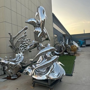 Escultura de Estatua Personalizada de Delfín Hueco Abstracto Moderno en Acero Inoxidable 304 316 para Espacios Públicos Grandes al Aire Libre en Venta - Product Image 4