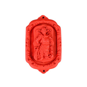 Pendentif Guan Gong en cinabre rouge 71x42x12mm, collier religieux thématique, accessoire unisexe - Product Image 4