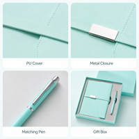 Set de Regalo de Cuaderno con Logotipo Personalizado y Bolígrafo Metálico, Diario Elegante Verde Menta con Caja Premium para Regalos Corporativos y Entrenamiento de Empleados