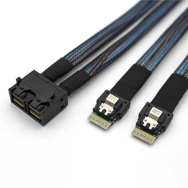 Dual MINI SAS HD SFF 8643 8I to 2X Slim SAS SFF-8654 4I 38P 24G Single Channel Server Cable