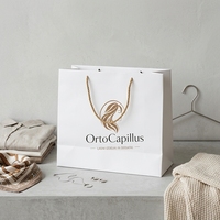 Sacs en papier cadeau blancs sur mesure avec poignée, sacs de shopping imprimés de luxe pour les boutiques de mode, emballages de vente au détail