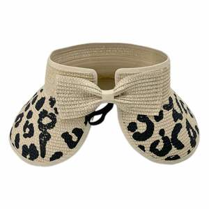 Sombrero de Sol Plegable de Paja con Visera Ancha y Estampado de Leopardo, Personalizado, para Verano, con Lazo, Regalo Promocional - Product Image 2
