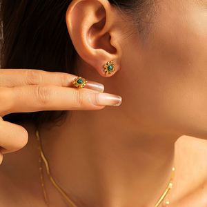 Small Exquisite Sunflower Natural Gemstone Earrings Clavicle <b>Necklace</b> Stainless Steel Plated Gold Plated Anniversary <b>Stacked</b> - Product Image 3