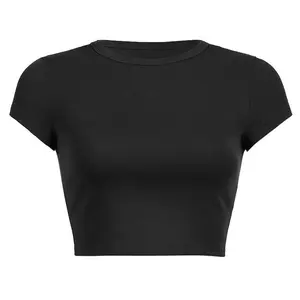 独特设计的女式合身服装制造商短袖女式基础t恤