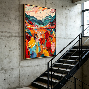 <span class=keywords><strong>Peinture</strong></span> à l'huile abstraite moderne de paysage montagneux, texture épaisse, peinte au <span class=keywords><strong>couteau</strong></span>, 3D, sur toile, décoration murale - Product Image 3