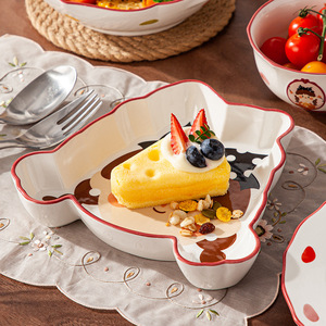 Juego de vajilla de cerámica para el hogar Ins de dibujos animados de chica Retro moderna, cuenco de comedor y plato para fiestas, venta al por mayor - Product Image 3