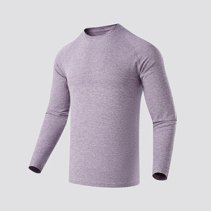 Camiseta Deportiva Americana Informal sin Costuras, de Jacquard, Manga Larga, Ajustada, Transpirable, de Secado Rápido y Alta Elasticidad para Hombre - Product Image 2
