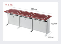 Bureau d'ordinateur commercial double en acier pour salle de classe et usage scolaire, design rabattable avec moniteur dissimulé, moderne et simple