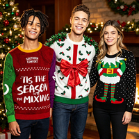Pull de Noël flocon de neige élégant et confortable Couleurs festives Motif animal tricoté plat pour tous les âges Logo avant de style décontracté