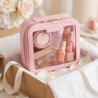 Tas Makeup Tahan Air Transparan untuk Perjalanan, Organizer Kosmetik dengan Logo Kustom untuk Wanita, Pouch Perawatan Kulit