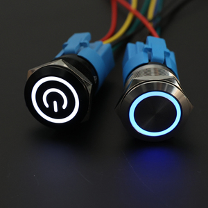 16mm 3A Metal Latching <b>Momentary</b> IP65 Ring LED Stainless Steel <b>Push</b> <b>Button</b> <b>Switch</b> - Product Image 2