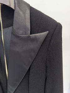 <span class=keywords><strong>Abito</strong></span> Blazer Lungo da Donna Elegante, Vestibilità Slim, in Poliestere/Cotone, <span class=keywords><strong>Nero</strong></span>, con <span class=keywords><strong>Doppio</strong></span> <span class=keywords><strong>Petto</strong></span> e Cerniera Posteriore, Modello A-Line, Ideale per Feste - Vendita all'Ingrosso, Articolo di Grande Successo - Product Image 4