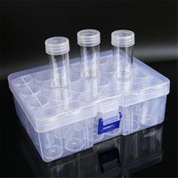 Boîte de rangement imprimée pour 24 bouteilles + autocollants, accessoires de peinture au diamant, ensemble de bijoux, outils pour ongles, plastique transparent, Europe