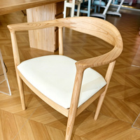 Chaise de bureau en bois massif avec accoudoirs courbes, chaise d'étude en bois avec coussin moelleux pour chambre à coucher, bureau, salle à manger