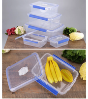 Boîte à lunch de cuisine Rectangulaire Bento Conteneur de stockage des aliments en plastique Boîte de conservation fraîche avec serrure