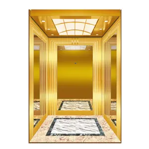 高档黄金乘客电梯交流驱动价格住宅和酒店通风良好新聚氯乙烯地板
