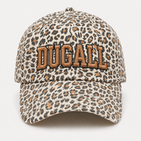 Casquette de baseball ajustable à 6 panneaux avec logo brodé personnalisé, imprimé léopard, style vintage sportif formel, en coton et polyester