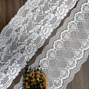 ERKOUMI Ruban de <span class=keywords><strong>dentelle</strong></span> extensible blanc de qualité supérieure 19CM en nylon et élasthanne pour le bricolage de soutiens-gorge, culottes, textiles de maison et artisanat - Product Image 1