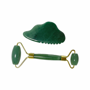 2025 rouleau en pierre de jade naturel et ensemble de Gua Sha masseur de visage soins de la peau du visage rouleau de jade en cristal et outil de Guasha - Product Image 2