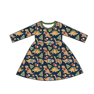 Высококачественные летние детские платья из бамбука, юбки из бамбуковой вискозы с индивидуальным принтом, платья из бамбука с длинным рукавом для девочек - Product Image 5